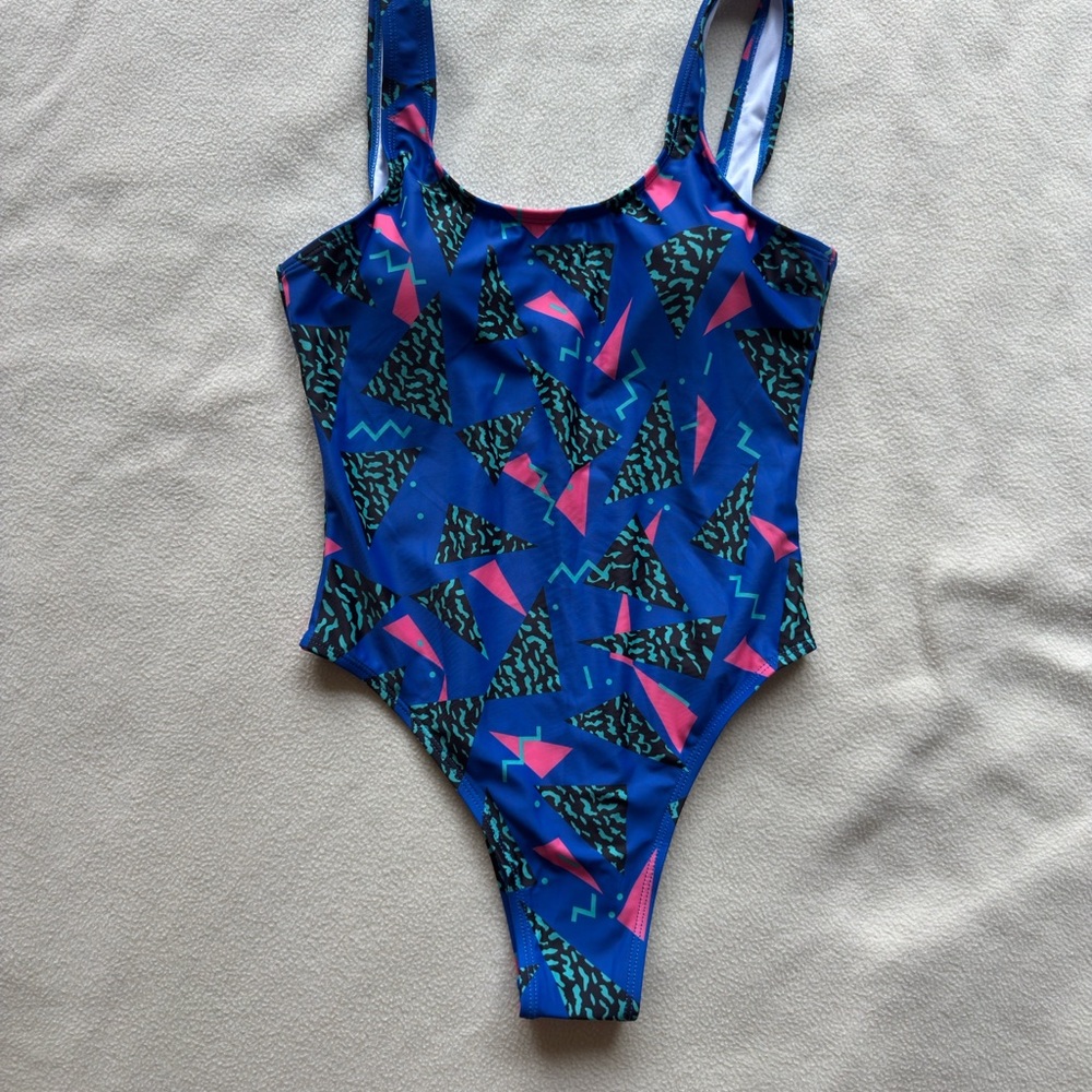 Blue Geometric Kids Swimsuit